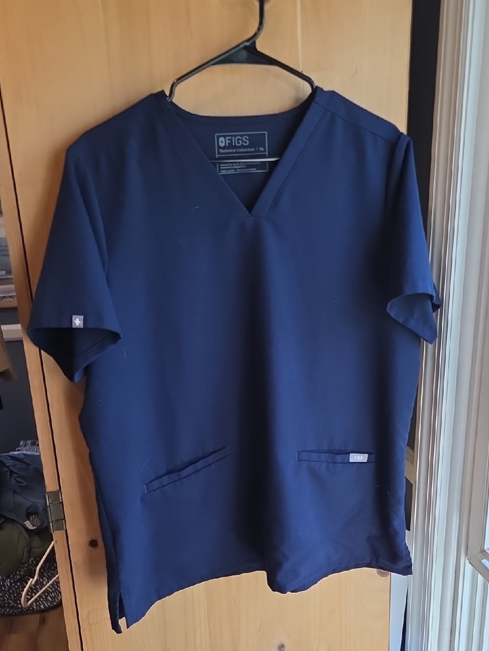 FIGS Women's Navy Short Sleeve V-Neck Scrub Top